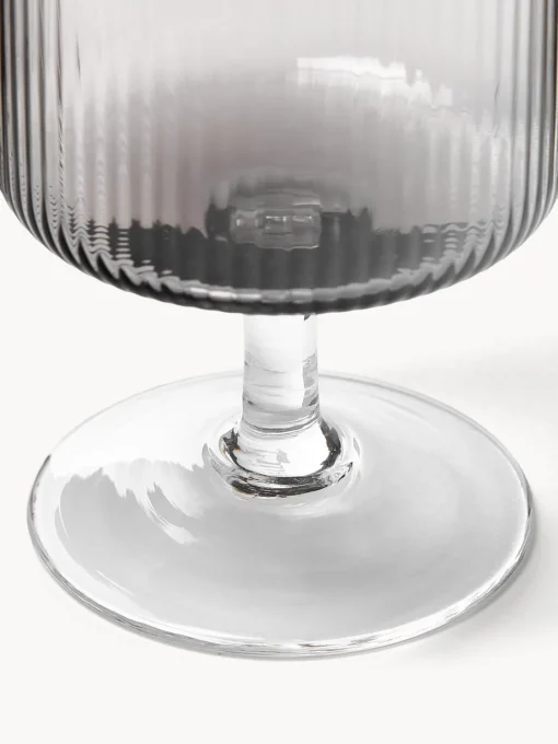 Copas De Vino|Vajillas Completas>Ferm Living Copas de vino sopladas con relieves Ripple, 2 uds. Gris transparente brillante