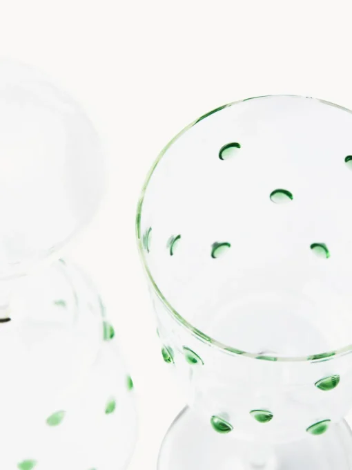 Copas De Vino|Vajillas Completas>POLSPOTTEN Copas de vino sopladas de vidrio borosilicato Nob, 2 uds. Transparente, verde