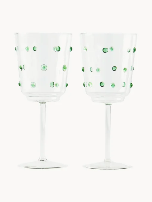 Copas De Vino|Vajillas Completas>POLSPOTTEN Copas de vino sopladas de vidrio borosilicato Nob, 2 uds. Transparente, verde