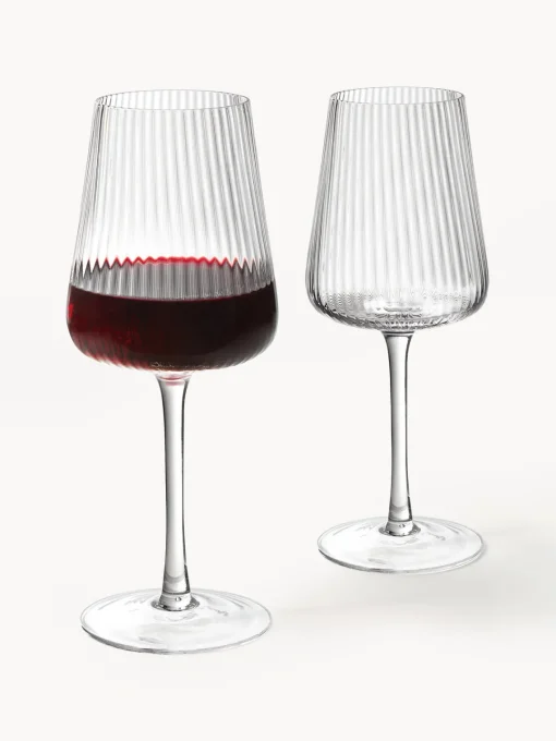 Copas De Vino|Vajillas Completas>Westwing Collection Copas de vino tinto artesanales con relieves Cami, 4 uds.