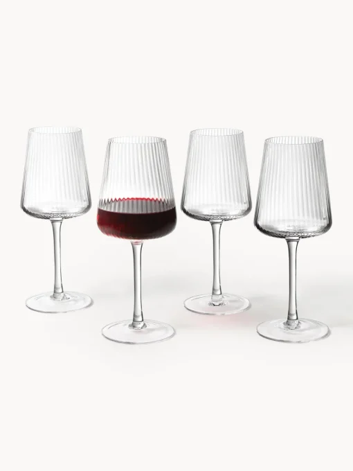Copas De Vino|Vajillas Completas>Westwing Collection Copas de vino tinto artesanales con relieves Cami, 4 uds.