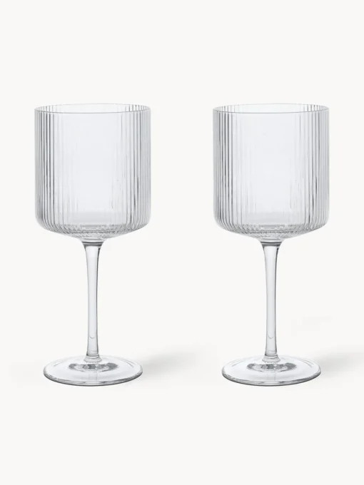 New Copas de vino tinto sopladas con relieve Ripple, 2 uds. Copas De Vino|Vajillas Completas
