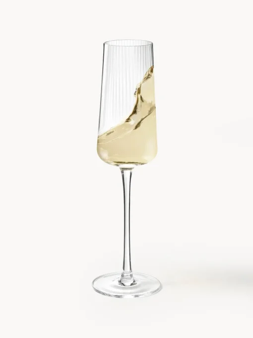 Online Copas flauta de champán artesanales con relieves Cami, 4 uds. Copas De Champagne|Vajillas Completas