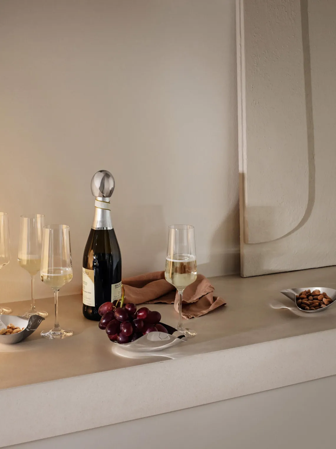 Copas De Champagne|Vajillas Completas>GEORG JENSEN Copas flauta de champán de cristal con relieves Bernadotte, 6 uds.