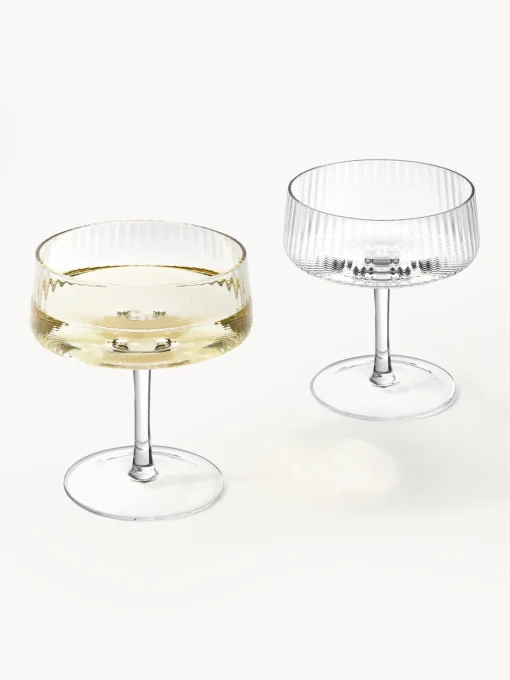 Copas De Champagne|Vajillas Completas>Westwing Collection Copas pompadour de champán artesanales con relieves Cami, 4 uds.