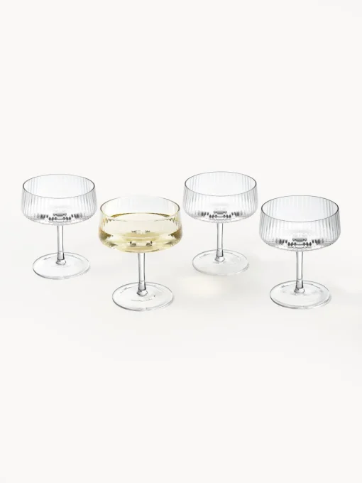 Copas De Champagne|Vajillas Completas>Westwing Collection Copas pompadour de champán artesanales con relieves Cami, 4 uds.