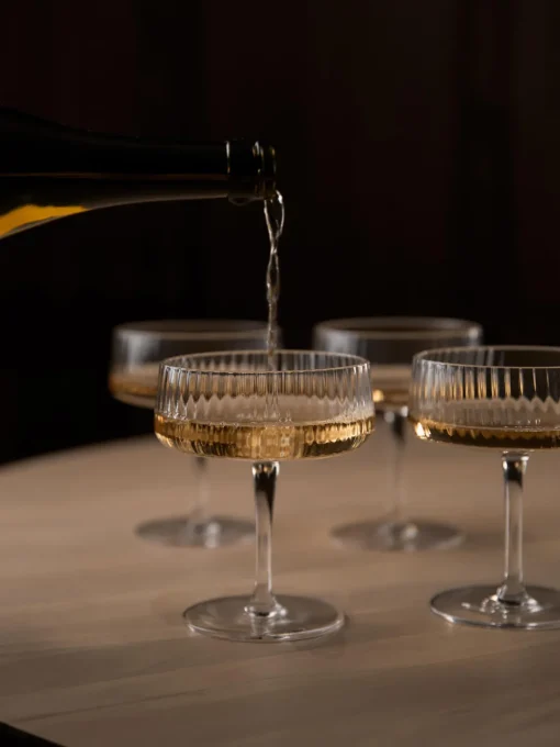 Copas De Champagne|Vajillas Completas>Westwing Collection Copas pompadour de champán artesanales con relieves Cami, 4 uds.