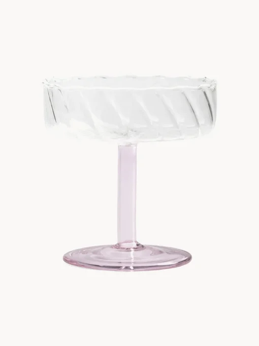 Copas De Cóctel|Vajillas Completas>&k Amsterdam Copas pompadour de champán artesanales de vidrio borosilicato Twirl, 2 uds. Rosa transparente