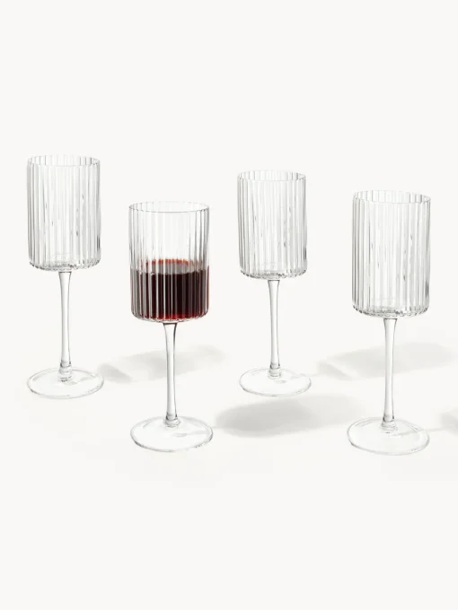 Menaje De Mesa>Westwing Collection Copos de vino soplados Aleo, 4 uds. Transparente