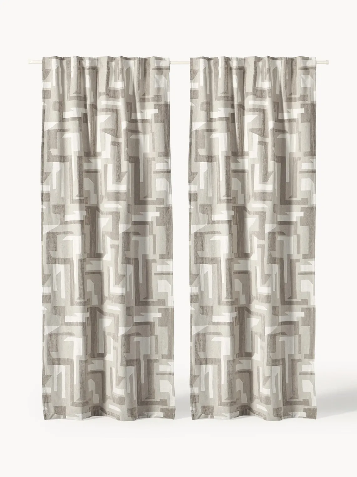 Cortinas Y Visillos|Mantas>Westwing Collection Cortina opaca de chenilla con cinta de lazo Felice, 2 uds. Tonos beige, blanco