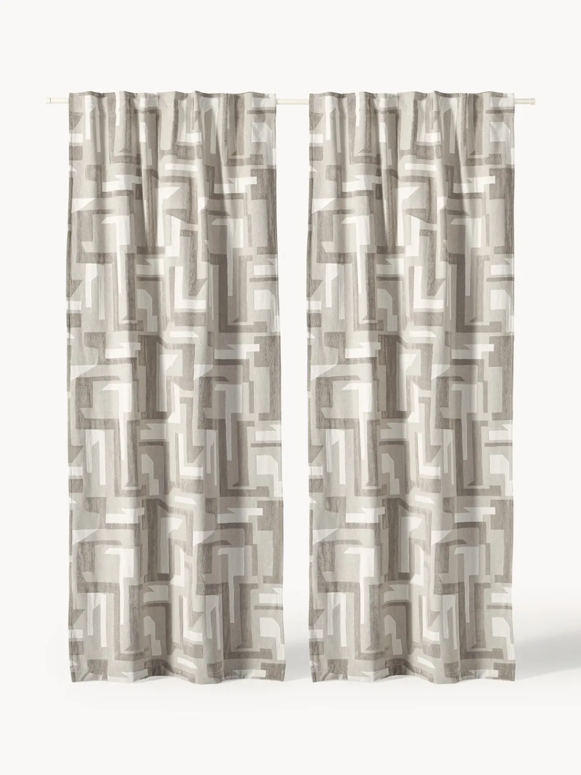 Cortinas Y Visillos|Mantas>Westwing Collection Cortina opaca de chenilla con cinta de lazo Felice, 2 uds. Tonos beige, blanco