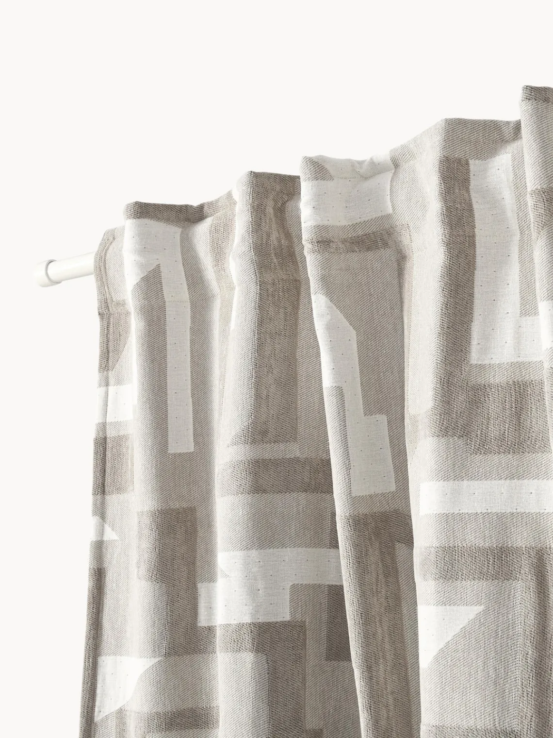 Cortinas Y Visillos|Mantas>Westwing Collection Cortina opaca de chenilla con cinta de lazo Felice, 2 uds. Tonos beige, blanco