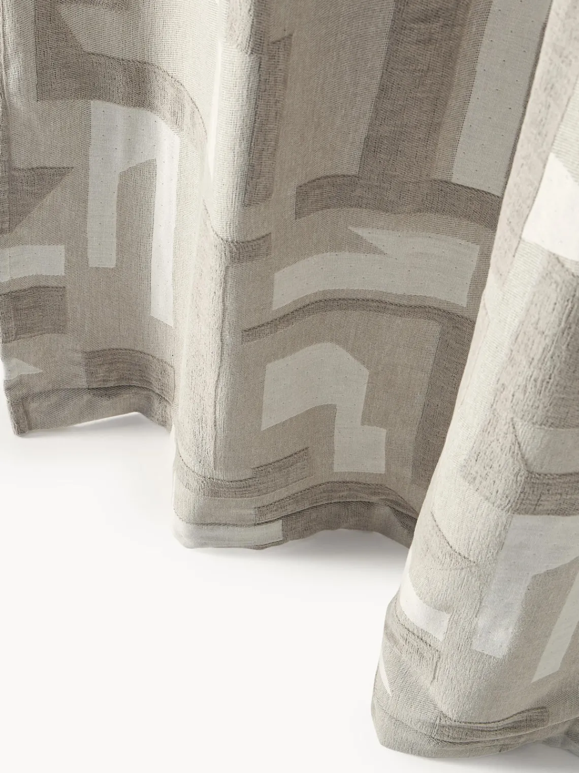 Cortinas Y Visillos|Mantas>Westwing Collection Cortina opaca de chenilla con cinta de lazo Felice, 2 uds. Tonos beige, blanco