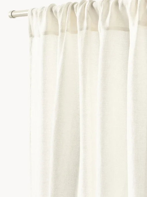 Cortinas Y Visillos|Mantas>Westwing Collection Cortina semitransparente con dobladillo Harmony, 2 uds. Blanco Off White