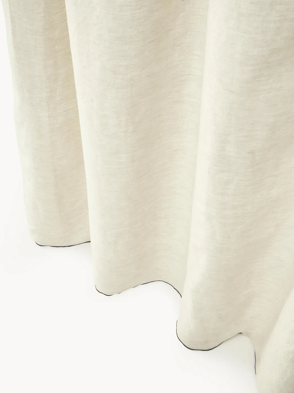 Cortinas Y Visillos|Mantas>Westwing Collection Cortinas de lino semitransparentes con dobladillo Eleonara, 2 uds. Off White, negro