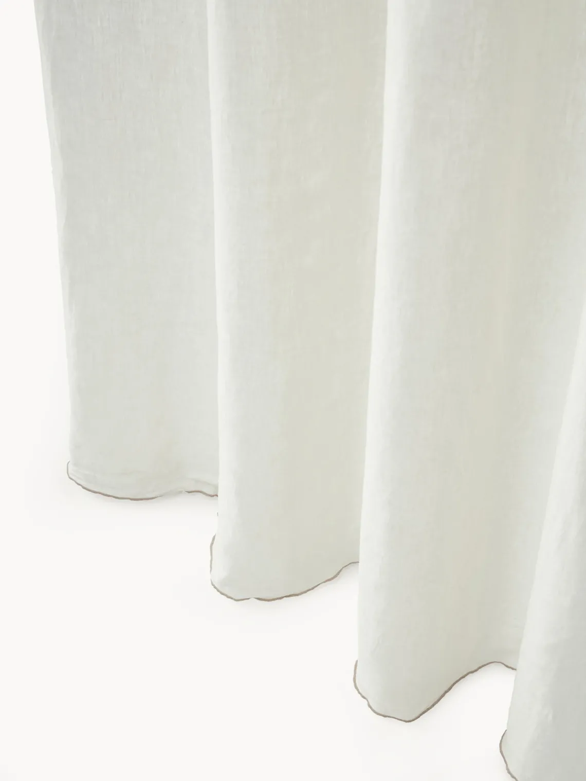 Mantas|Cortinas Y Visillos>Westwing Collection Cortinas de lino semitransparentes con dobladillo Eleonara, 2 uds. Blanco crema, gris pardo