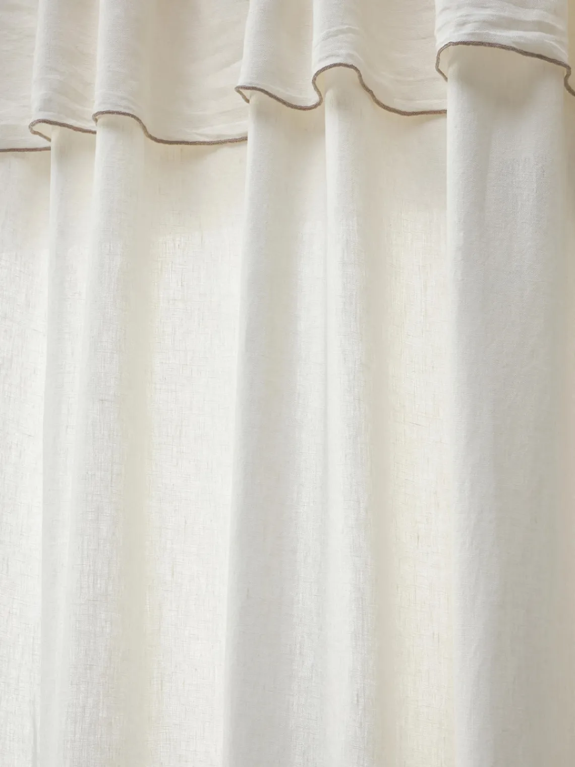 Mantas|Cortinas Y Visillos>Westwing Collection Cortinas de lino semitransparentes con dobladillo Eleonara, 2 uds. Blanco crema, gris pardo