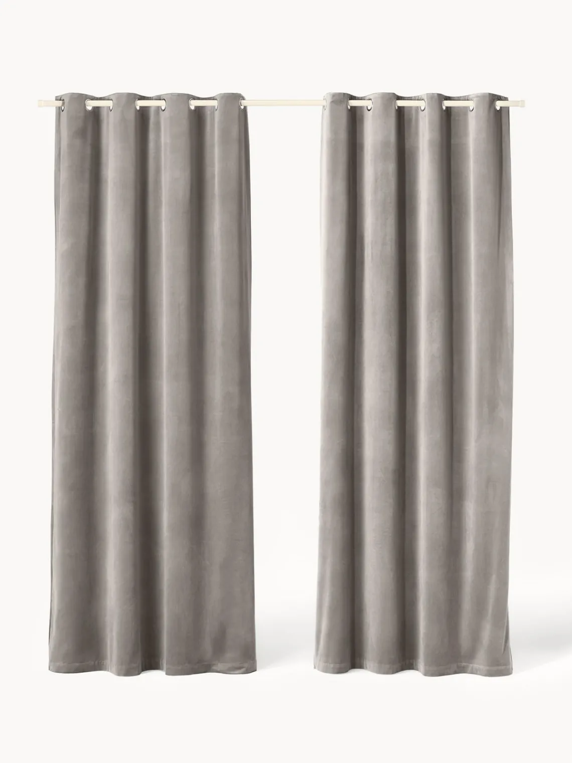 Cortinas Y Visillos|Mantas>Westwing Collection Cortinas de terciopelo oscuras con ojales Rush, 2 uds. Gris