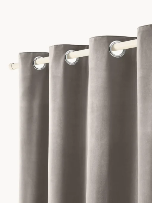 Cortinas Y Visillos|Mantas>Westwing Collection Cortinas de terciopelo oscuras con ojales Rush, 2 uds. Gris