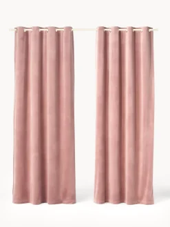 Clearance Cortinas de terciopelo oscuras con ojales Rush, 2 uds. Cortinas Y Visillos|Mantas