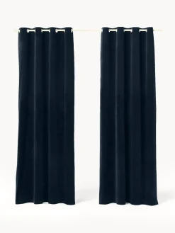New Cortinas oscurecedoras de terciopelo con ojales Rush, 2 uds. Cortinas Y Visillos|Mantas