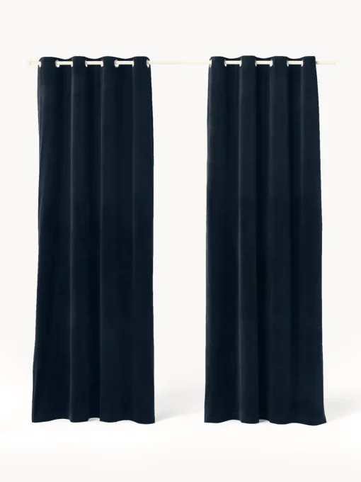 New Cortinas oscurecedoras de terciopelo con ojales Rush, 2 uds. Cortinas Y Visillos|Mantas