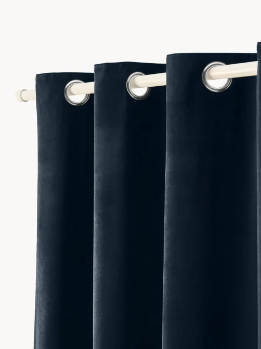 New Cortinas oscurecedoras de terciopelo con ojales Rush, 2 uds. Cortinas Y Visillos|Mantas