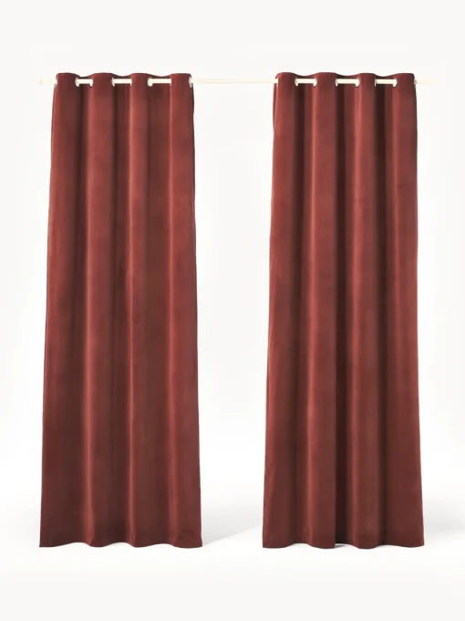 Sale Cortinas oscurecedoras de terciopelo con ojales Rush, 2 uds. Cortinas Y Visillos|Mantas