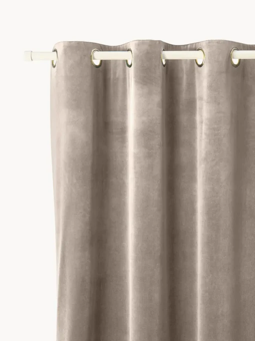 Cortinas Y Visillos|Mantas>Westwing Collection Cortinas oscurecedoras de terciopelo con ojales Rush, 2 uds. Taupe