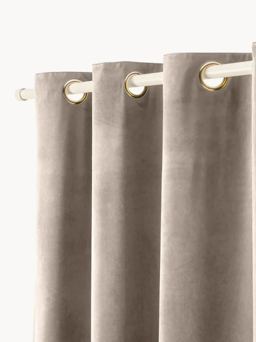 Cortinas Y Visillos|Mantas>Westwing Collection Cortinas oscurecedoras de terciopelo con ojales Rush, 2 uds. Taupe