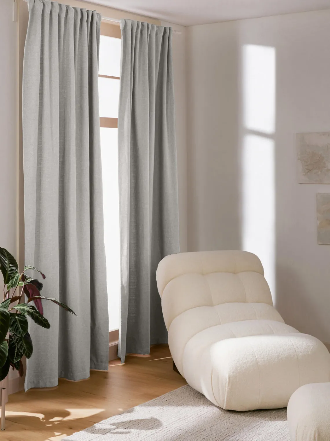 Cortinas Y Visillos|Mantas>Westwing Collection Cortinas semiopacas con multibanda Jensen, 2 uds. Gris claro