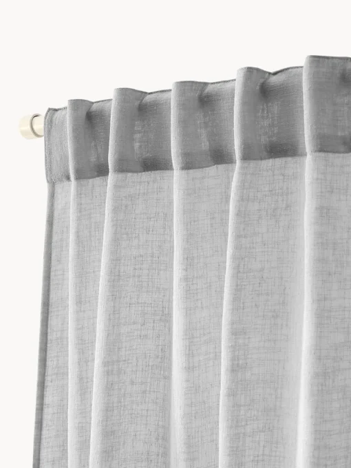 Cortinas Y Visillos|Mantas>Westwing Collection Cortinas semitransparente con cinta de lazo Gardine Ibiza, 2 uds. Gris