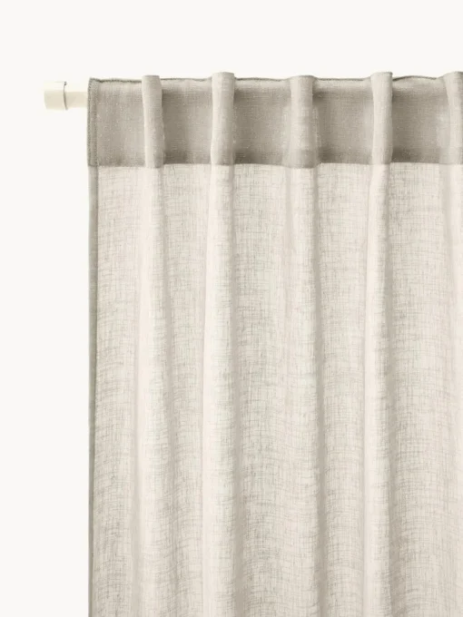 New Cortinas semitransparente con cinta de lazo Gardine Ibiza, 2 uds. Cortinas Y Visillos|Mantas