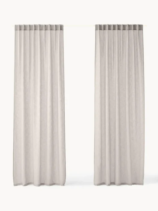 New Cortinas semitransparente con cinta de lazo Gardine Ibiza, 2 uds. Cortinas Y Visillos|Mantas