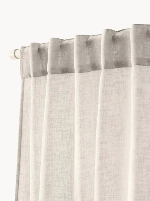 New Cortinas semitransparente con cinta de lazo Gardine Ibiza, 2 uds. Cortinas Y Visillos|Mantas