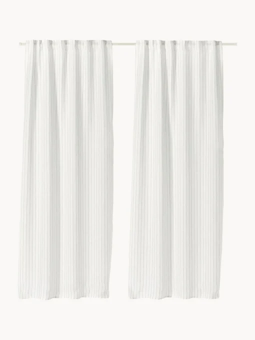 Cortinas Y Visillos|Mantas>Westwing Collection Cortinas semitransparentes con lazo Birch, 2 uds. Blanco Off White