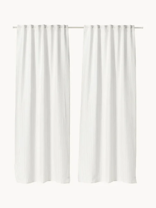 Cortinas Y Visillos|Mantas>Westwing Collection Cortinas semitransparente con cinta de lazo Birch, 2 uds. Blanco