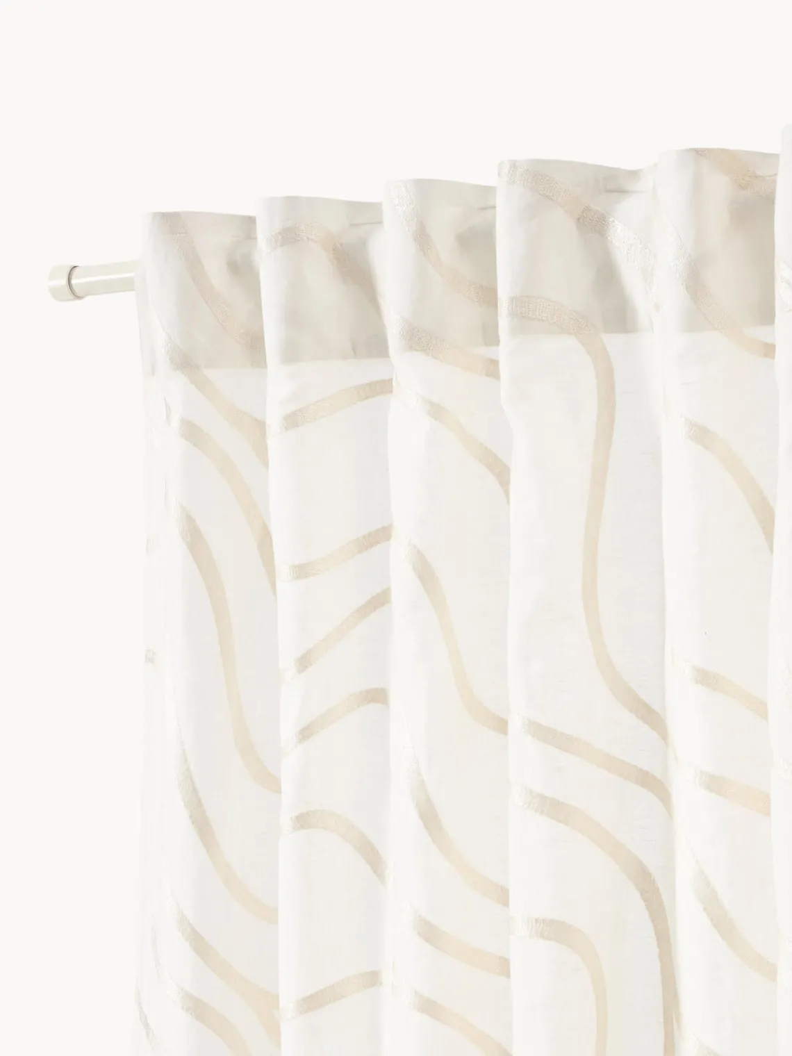 Cortinas Y Visillos|Mantas>Westwing Collection Cortinas semitransparentes con lazos Lidia, 2 uds. Blanco Off White