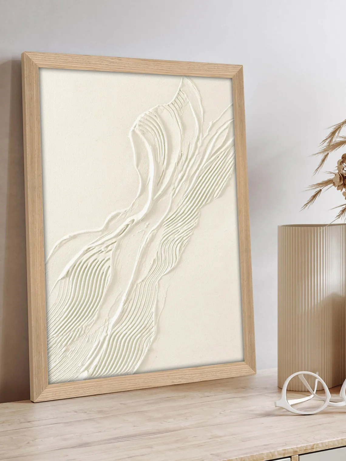 Outlet Cuadro en lienzo enmarcado pintado a mano Beige Heritage Lienzos|Jarrones