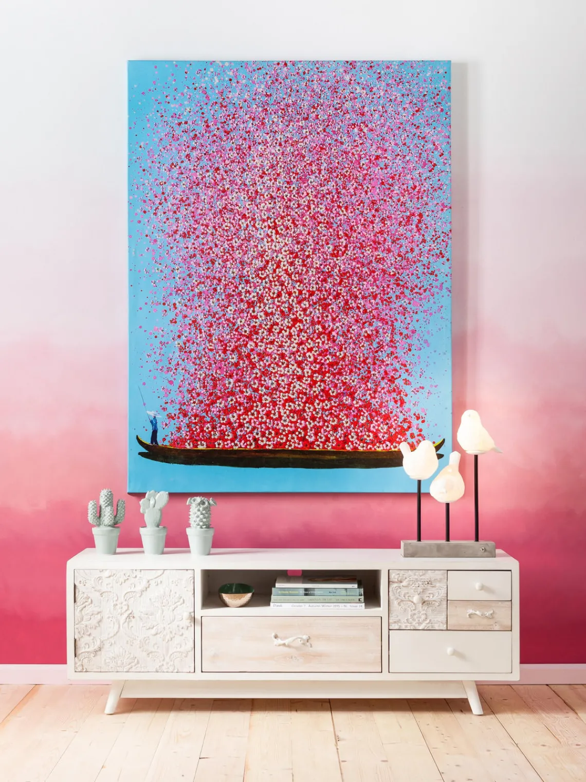 Lienzos|Jarrones>Kare Design Cuadro en lienzo pintado Flower Boat