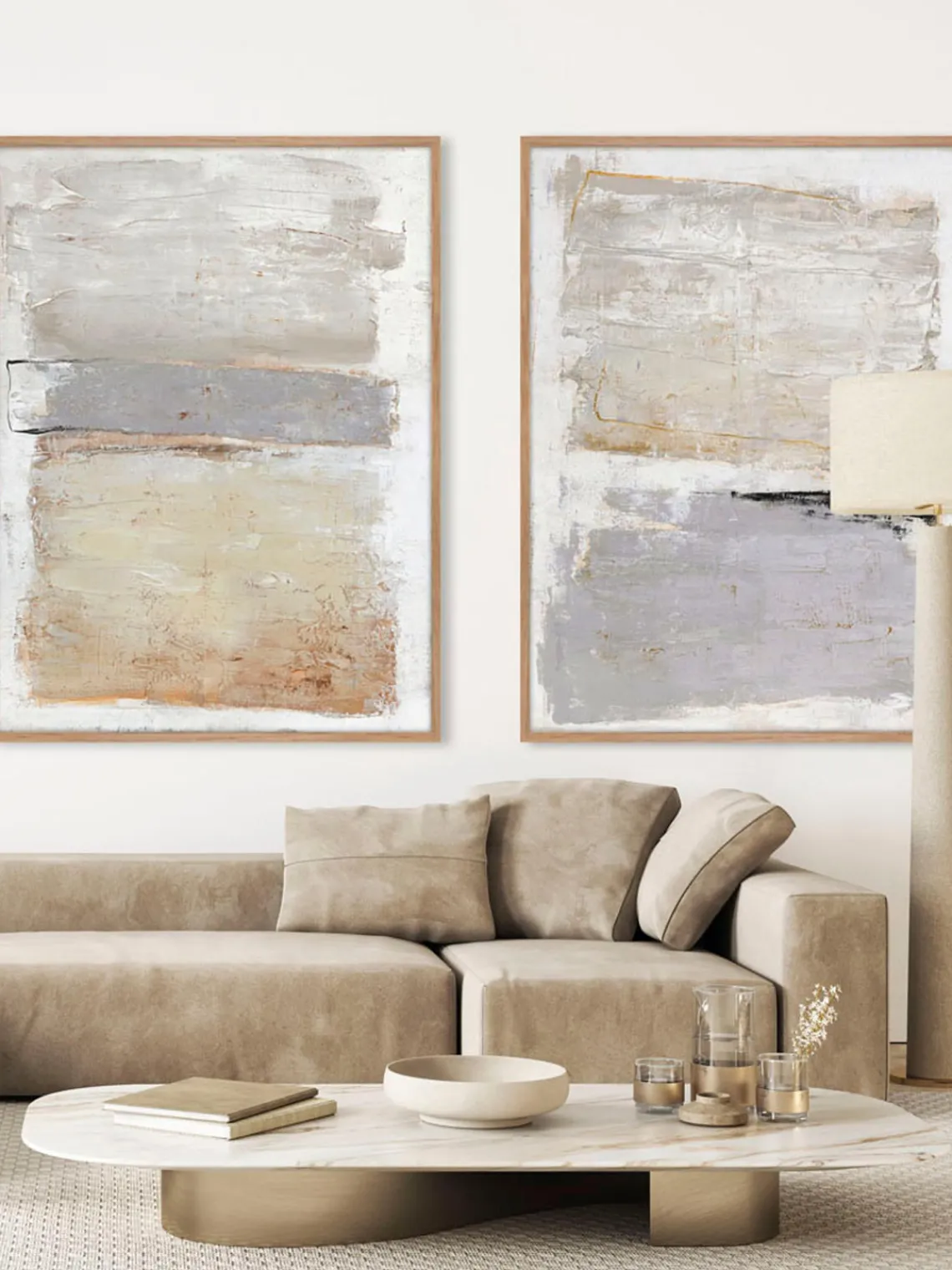 Online Cuadro en lienzo pintado a mano Scenario, marco de madera Lienzos|Jarrones