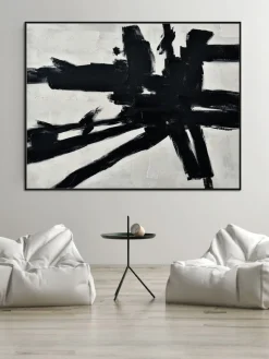 Lienzos|Jarrones></noscript>Agave Cuadro en lienzo pintado a mano con marco de madera Omaggio A Kline