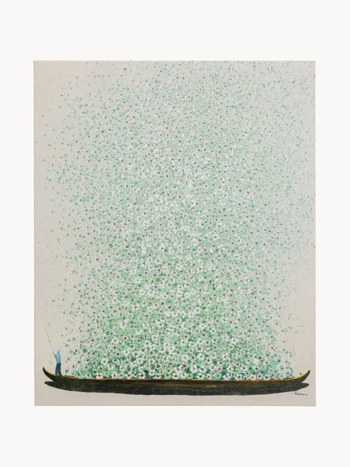 New Cuadro pintado a mano Flower Boat Lienzos|Jarrones