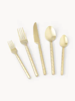 Cubertería pulida con look martillado Miles, 4 comensales (20 pzas.) Juego De Cubiertos|Vajillas Completas