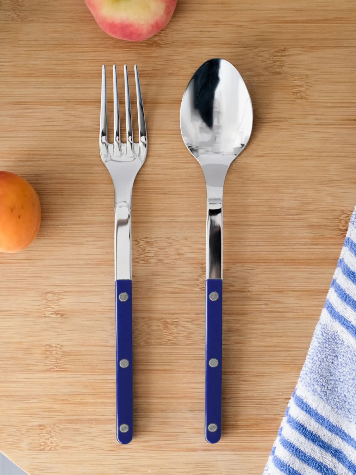 Juego De Cubiertos|Vajillas Completas>Sabre Paris Cubiertos para ensalada de acero inoxidable Bistrot Azul oscuro, plateado