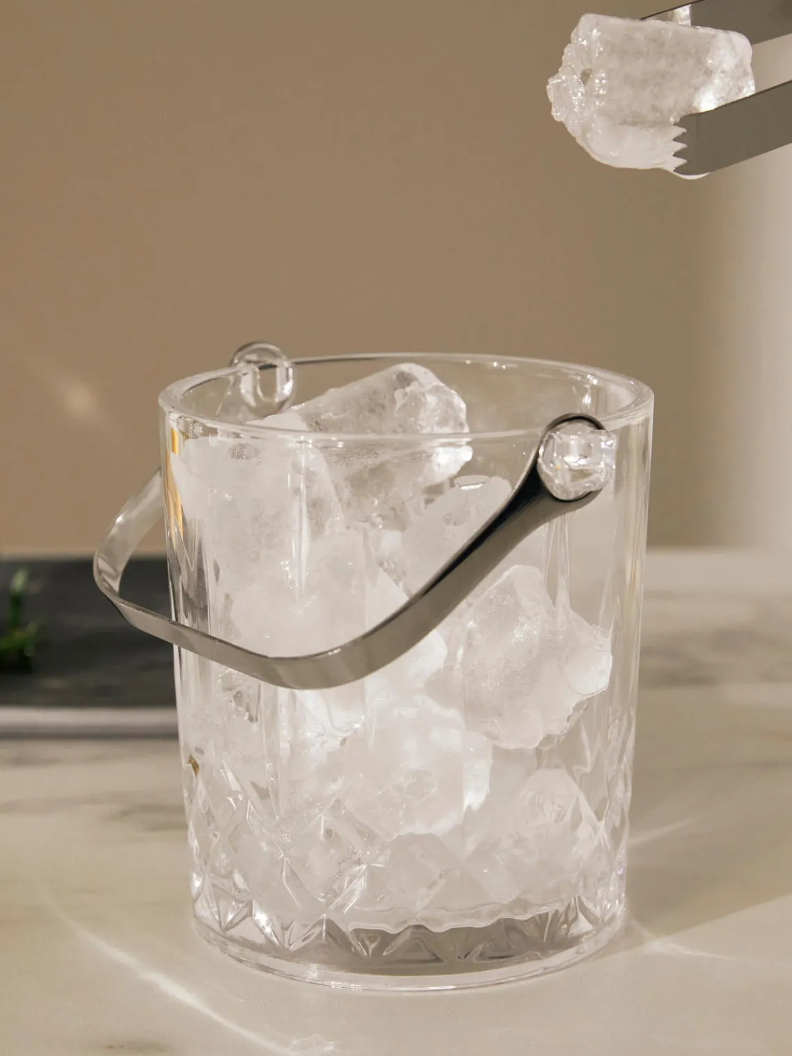 Accesorios De Bar|Vajillas Completas>Aida Cubitera pequeña con relieve de cristal y pinzas Harvey