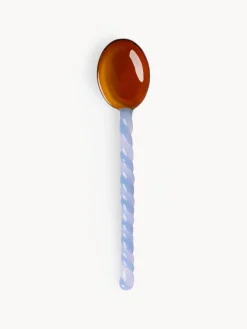 Cubiertos Individuales|Juego De Cubiertos>&k Amsterdam Cuchara de vidrio artesanal de vidrio borosilicato Duet, 4 uds. Marrón claro, azul claro, lila