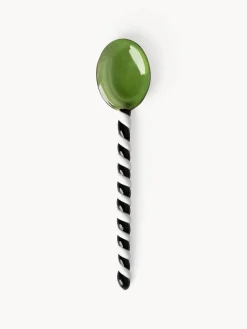 Cubiertos Individuales|Juego De Cubiertos>&k Amsterdam Cuchara de vidrio artesanal de vidrio borosilicato Duet, 4 uds. Verde, negro, blanco
