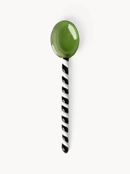 Cubiertos Individuales|Juego De Cubiertos>&k Amsterdam Cuchara de vidrio artesanal de vidrio borosilicato Duet, 4 uds. Verde, negro, blanco