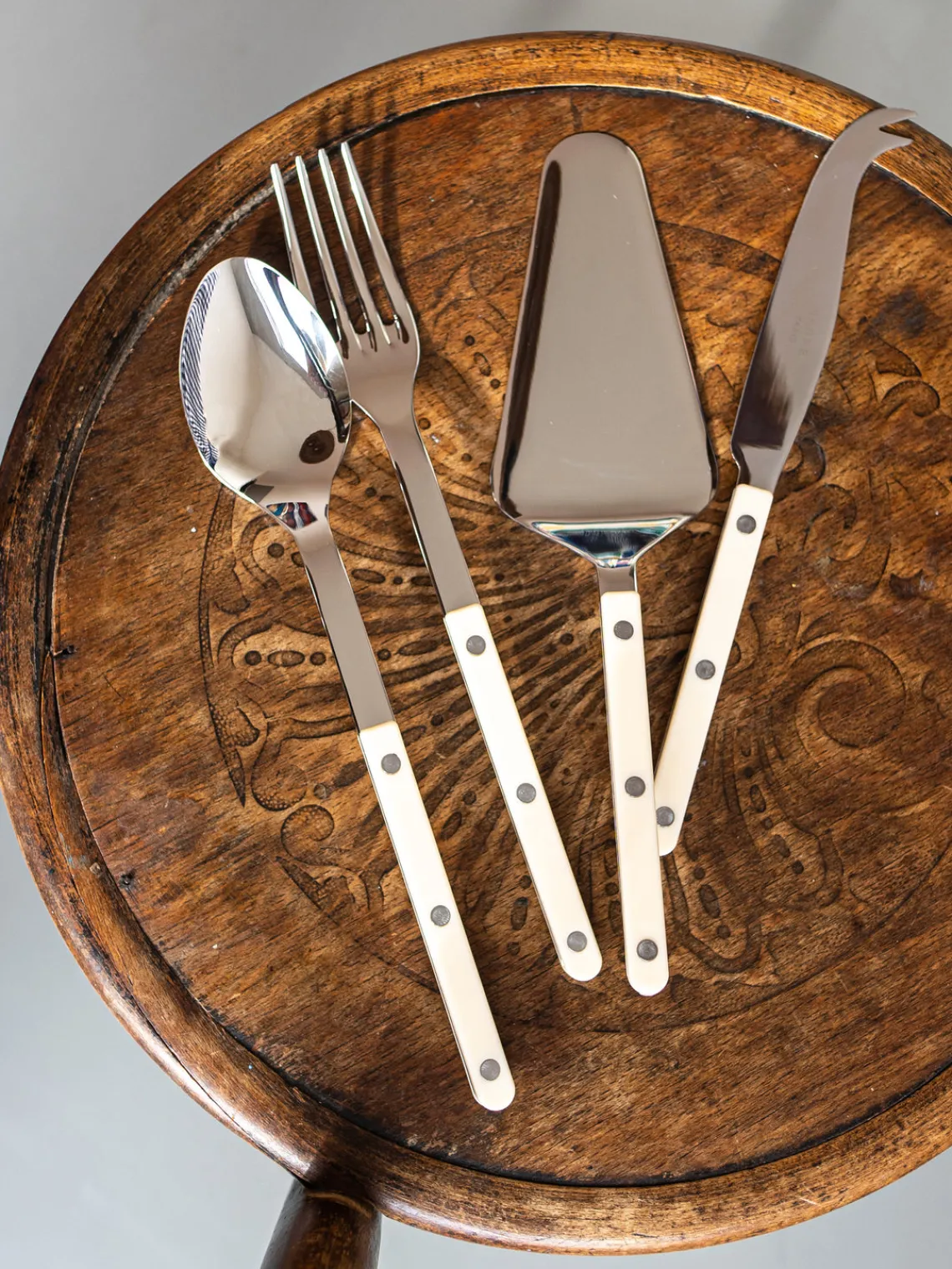 Cuchillos De Cocina Y Bloques|Cuchillos De Queso>Sabre Paris Cuchillo de queso de acero inoxidable Bistrot Blanco crema, plateado